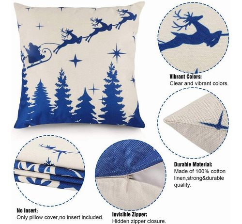 Juego De 4 Funda De Almohada De Sofá Azul Marino Snowflake