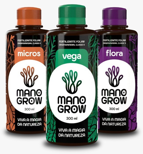Kit Fertilizantes Flora, Vega E Micro 300ml Cada - Mano Grow