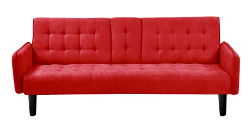 Sillon Sofa Cama Tapizado En Tela Con Patas De Madera