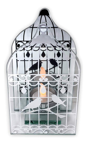 Love Birds - Portavelas Led Con Espejo Infinito  Silueta De 