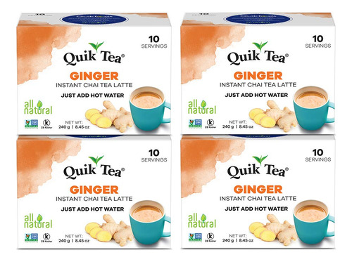 Quiktea Tea Latte, Ginger Chai, 8.5 Onzas (paquete De 4)