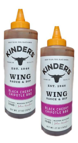 2x Kinder's Wing Sauce & Dip Black Cherry Chipotle Bbq Salsa