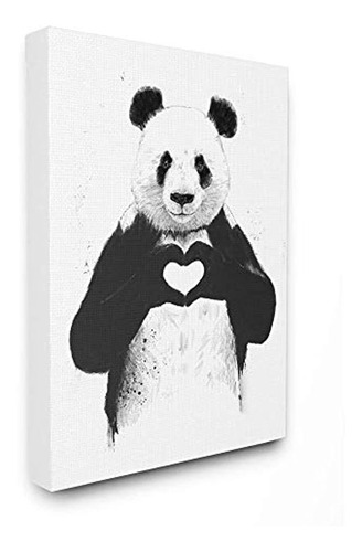 Cartel - Lienzo Con Diseño De Oso De Panda Blanco Y Negro