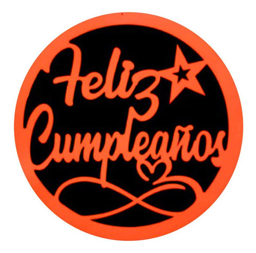 Feliz Cumpleaños Naranja Neón Decorativo Fiesta