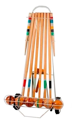 Juego De Crocket Croquet 6 Palos Profesional Bochas 9 Cm Df