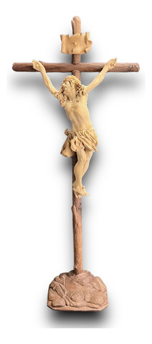 Cristo De Madera Tallado En Naranjillo 50cm
