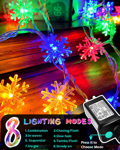 Luces De Cuerda De Copo De Nieve De Navidad Al Aire Libre, 2