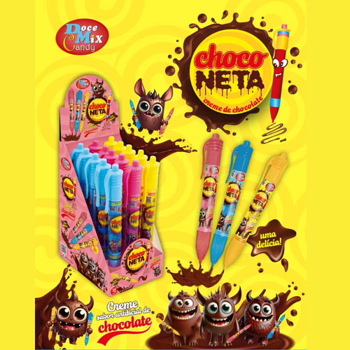 Chocolate Choco Neta Caneta C/ Creme De Chocolate Cx C/ 15un