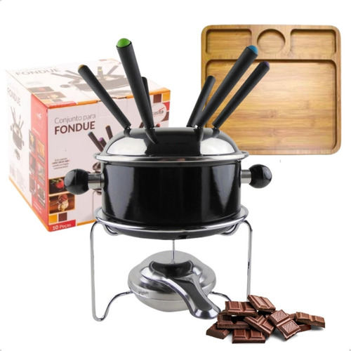 Aparelho De Fondue 11 Peças De Aço Kit Inox Chocolate Queijo
