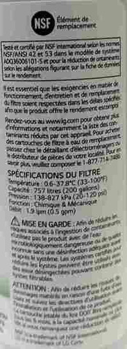 Filtro De Agua De Repuesto Para Refrigerador Lt700p/pc/p LG