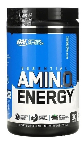 Suplemento en polvo Optimum Nutrition  Essential Amin.o. Essential Amin.o. Energy aminoácidos sabor blue raspberry en pote de 270g