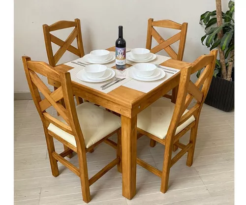 Set de comedor Vihti mesa MDF 120 x 70 cm efecto madera + 4 sillas