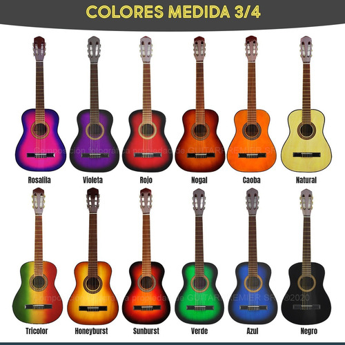 Imagen 4 de 10 de Guitarra Electro Criolla Niño Mini + Funda + Pua + Colores +