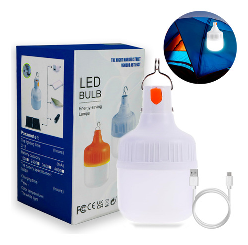 Foco Led Lámpara Portátil Recargable Carga Usb De 80 W