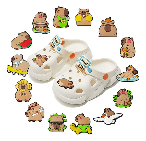 16pz Pines Broches Para Crocs De Capibara Shoe Charm Mix De Colores