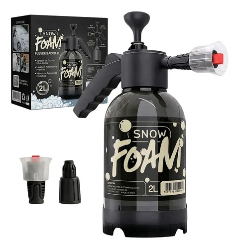 Snow Foam Pulverizador Manual Borrifador Alta Pressão 2 Litros Com 2 Bicos Espuma Automotivo Lavagem Carro Moto Limpeza Jardim