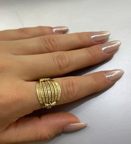 Anel Sete Dons Do Espirito Santo Ouro 18k 750