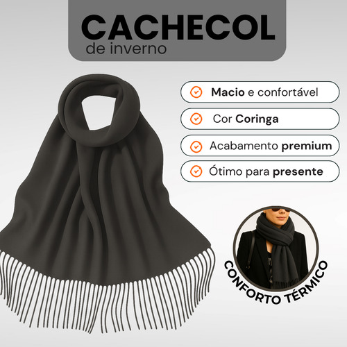 Cachecol Elegante Adulto Com Franjas Macio E Confortável
