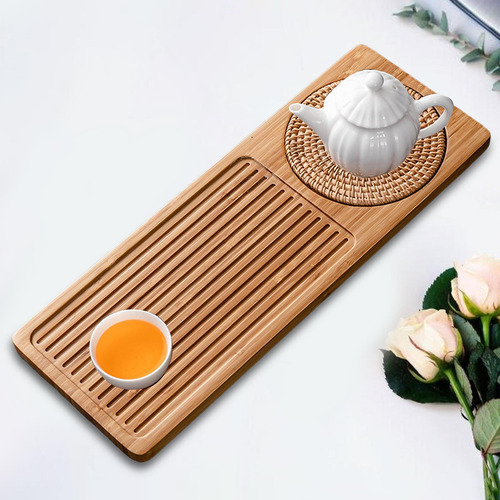 Bandeja Rectangular De Bambú Para Servir Té Chino, Tablero
