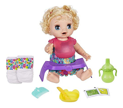 Baby Alive Happy Hungry Baby Blond Curly Hair Doll, F1dgy