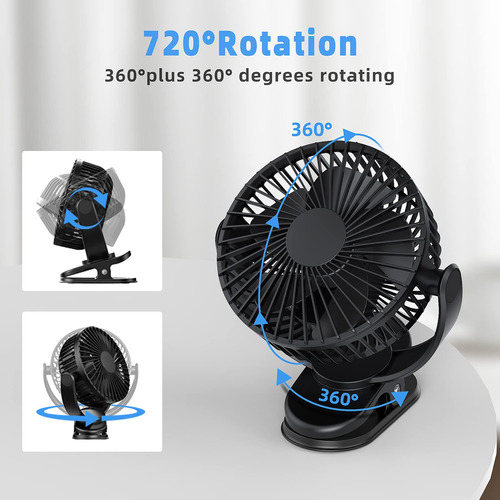 Ventilador Portátil Usb Recargable De Clip 3 Velocidades