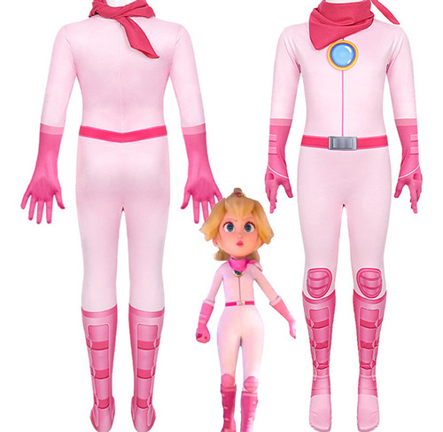 Mario Medias Cosplay Princess Peach Jumpsuit Adultos Y Niños