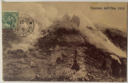 Antigua Postal, Etna, Erupción, 1910, Catania, Italia, 4p022