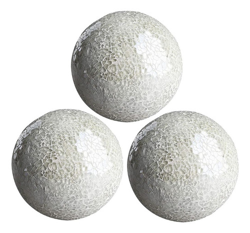 Mosaico Esfera Bolas Centros De Mesa Plata Blanca 3pcs