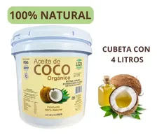 Aceite De Coco Orgánico Extra virgen Extración En Frío Sin Olor Ni Sabor Cubeta 4 litros LEZA ALIMENTOS ORGÁNICOS