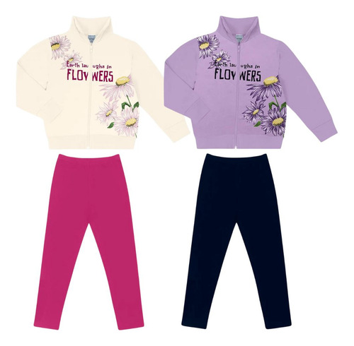 Kit 2 Conjunto Infantil Meia Estação Blusa E Legging Rovitex