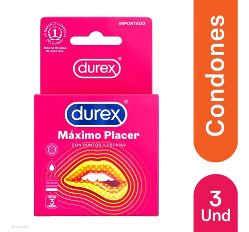 Imagen 1 de 3 de Condones Durex Máximo Placer - Unidad a $1421