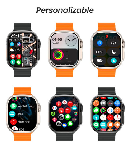 Smartwatch Grow GR29 Ultra+ 2.1" GPS Llamadas Notificaciones Doble Malla Silicona Tela Blanco/Azul