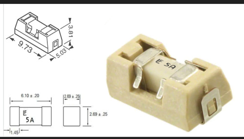(2pçs) Porta Fusivel Smd Smt Suporte + Fuse 5amp Holder