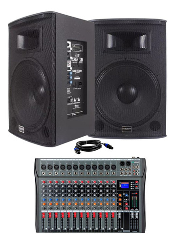 Kit Som Ativa Passiva Saga 15 Mesa 12 Canais Efeitos Voz Bar