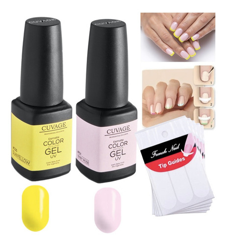 Kit French Sticker Guia + 2 Esmaltes Semipermanentes