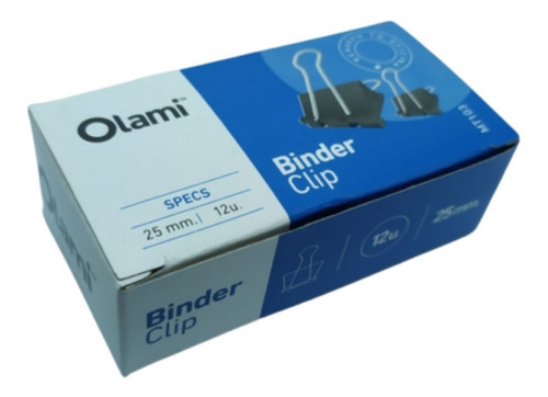 Imagen 1 de 1 de Broches Binder Clips Olami 25 Mm X12 Unidades Color Negro
