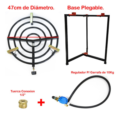 Mechero Quemador Gas Disco Arado 47 Cm + Base + Regulador