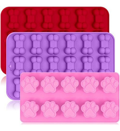 Molde - 3 Pack Silicone Ice Molds Trays With Puppy Dog Paw A