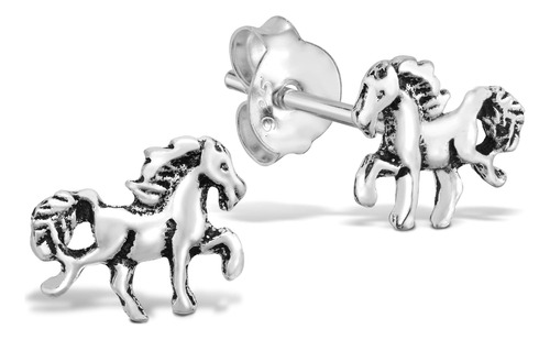 Pendientes Colgantes De Plata De Ley Con Caballo Equino Ramp