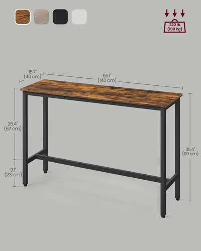 Mesa De Bar Larga Estrecha Diseño Industrial Marrón Rústico