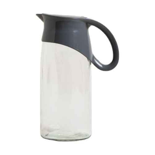 Jarra De Vidrio Con Tapa De Plastico Gris Y Blanca 1450 Ml