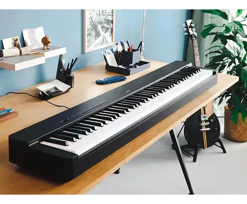 Piano Digital Yamaha P-225 Preto Com Fonte E Pedal | Frete grátis