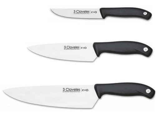 Set Combo 3 Cuchillos 3 Claveles Evo Chef Cocina 11, 13 Y 20