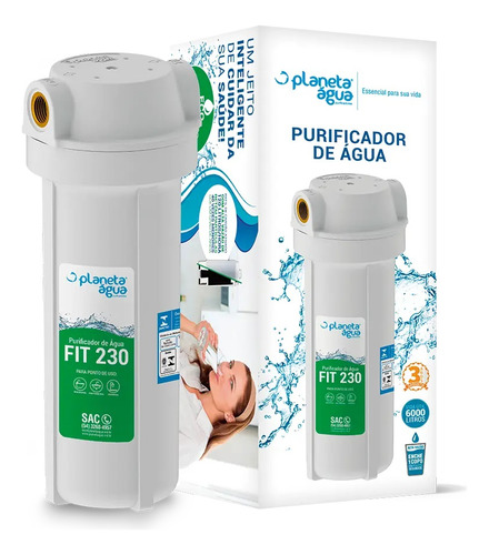 Filtro Purificador Planeta Água FIT 230 Para Instalar Embaixo Da Pia Bebedouro Torneira Rosca 1/2 POU