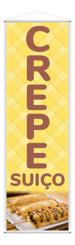 Banner Temos Crepe Suíço Fundo Amarelo Comida Lona 100x30cm