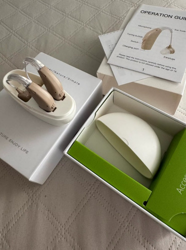 Audífono Para Sordera Amplificador Médico Pack X2 Recargable Nude