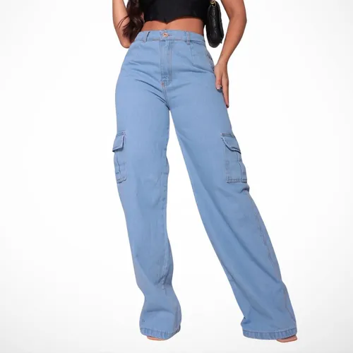 Calça Alvo Da Moda Feminino Jeans Wide Leg Reggla