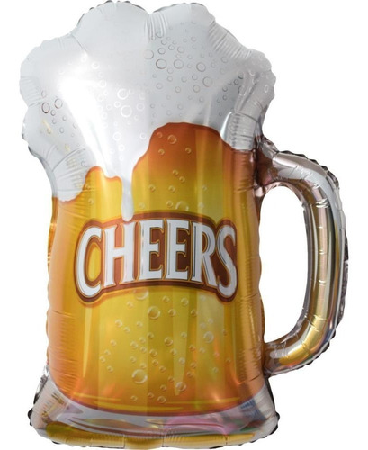 Balão Metalizado Cerveja 70cm Caneca De Chopp Cheers Boteco Cor Amarelo