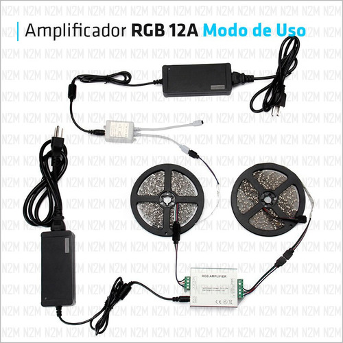 Imagen 4 de 10 de Amplificador Led 12a Tira 5630 5050 3528 2835 Rgb 12-24v