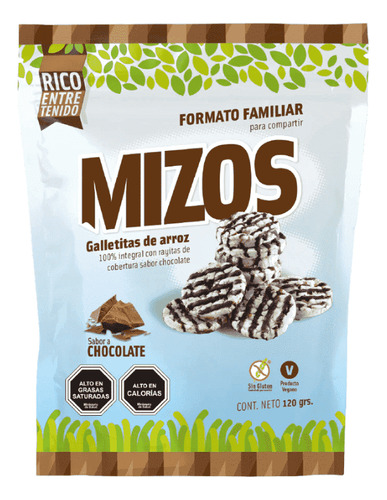 Mizos Galletas De Arroz Chocolate Sin Gluten 120 G